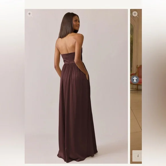 Revelry Maren Satin Dress in Mahogany - Picture 2 of 10